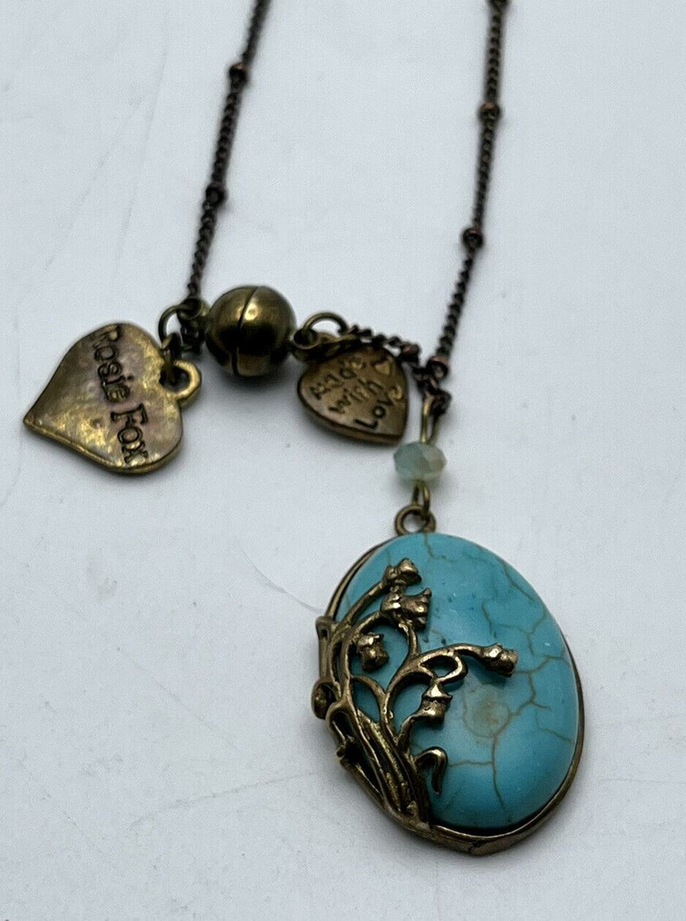 Rosie Fox Botanical Vine Turquoise Agate Floral Charm Necklace Whimsigoth Fairy